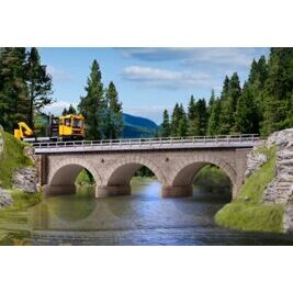 H0 Steinbogenbrücke mit Eisbrecherpfeilern gerade,eingleisig