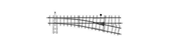 H0m 12° Weiche rechts, 162,3 mm, R 515 mm