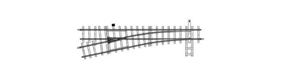 H0m 12° Weiche links, 162,3 mm, R 515 mm