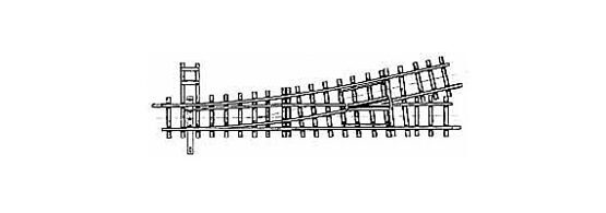 H0m 12° Weiche links gekürzt, 127 mm