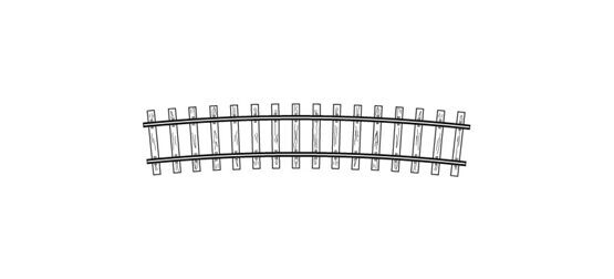 H0m Code70, gebogenes Gleis, R 520 mm, 12°