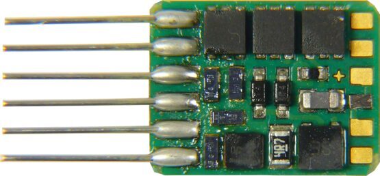 Funktions-Decoder  -  10,5 x 8 x 2,2 mm  -  0,7 A  -  6 FA , 6-pol Schnittstelle NEM651 auf Platine, keine Drähte