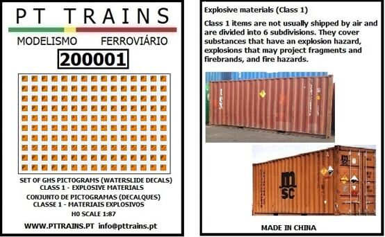 Decalques Classe 1 - Materiais explosivos / Waterslide decals Class 1 - Explosive materials