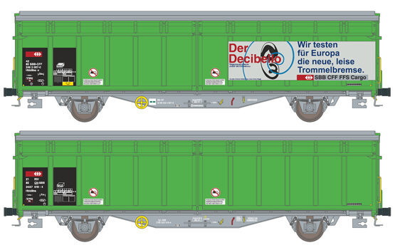 2er Set Schiebewandwagen Hbbillns-x SBB, Ep.V, Decibello