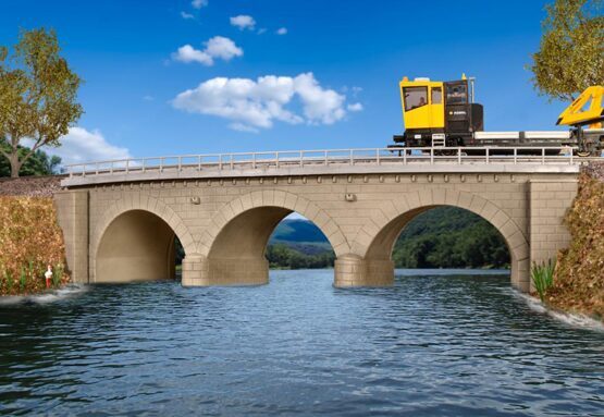 H0 Steinbogenbrücke mit Eisbrecherpfeilerngebogen, eingleisig