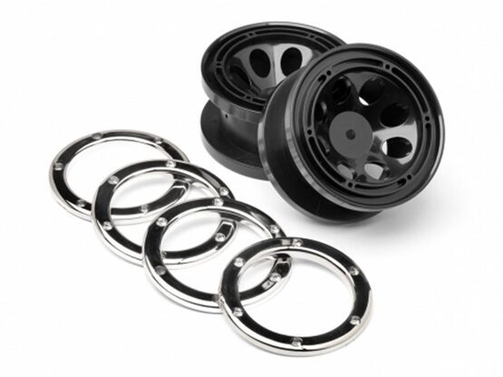 Wheels w/Gunmetal Beadlocks 2pcs (Scout RC)