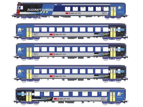 SBB Set 5-tlg.  RE ZUGKRAFT AARGAU  1x BDt  1x A  3x B mit IB  Ep. V  DC