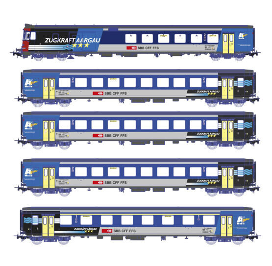 SBB Set 5-tlg.  RE ZUGKRAFT AARGAU  1x BDt  1x A  3x B mit IB  Ep. V  DC