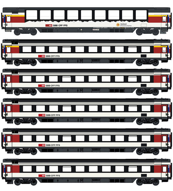 6er Set Personenwagen SBB, Ep.VI, EC8/9, AC